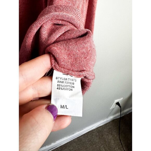 Dreamers Round Wide Neck Knit Sweater Pink M/L Womens - Picture 8 of 9